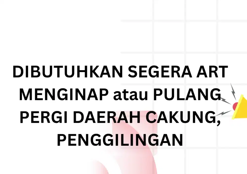 DIBUTUHKAN SEGERA ART MENGINAP