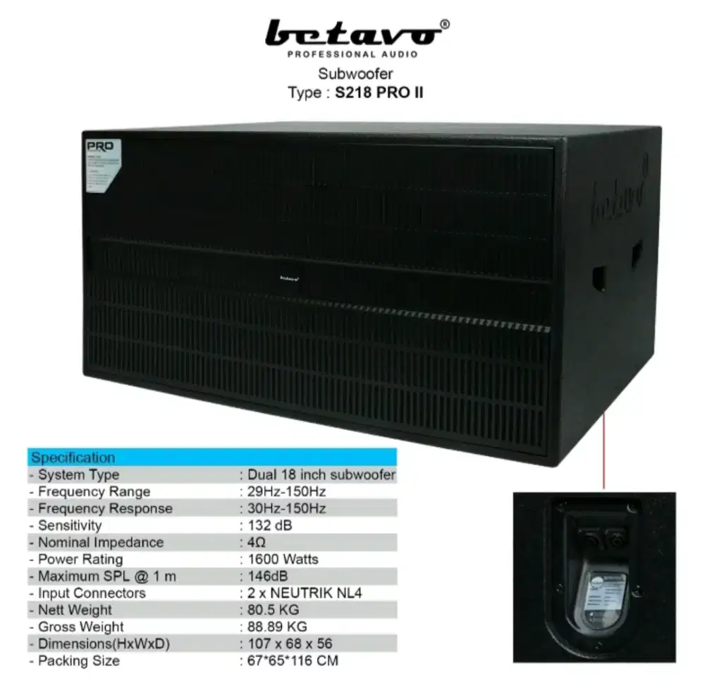 Subwoofer aktif 18 inch dobel betavo s218 proII original 4800 watt