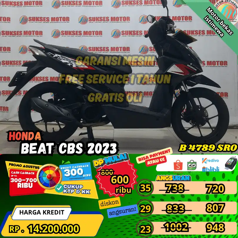 BEAT CBS 2023 BISA PAKAI PAYMENT CC & SPYLATER KREDIVO(SUKSESMOTOR)