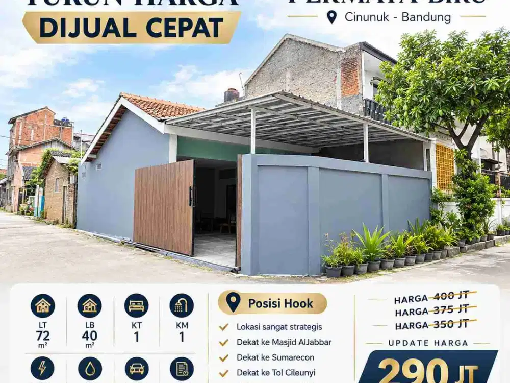 RUMAH 200 JUTAAN DI Komplek Permata Biru, Cinunuk Bandung