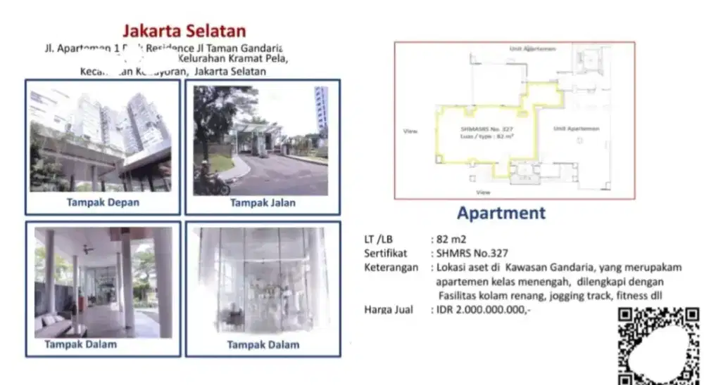 Dijual Apartemen 1 Park Residence Kebayoran