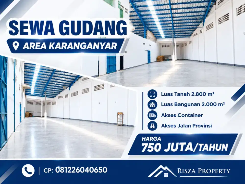 Sewa Gudang Area Karanganyar, Dekat Exit Tol, Akses Kontainer