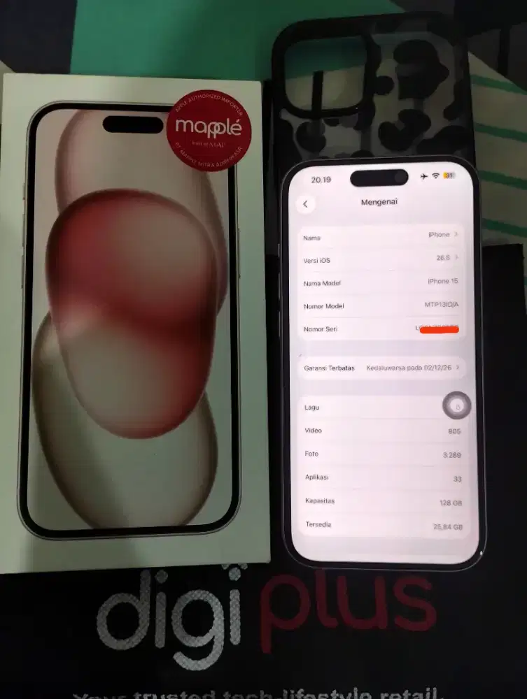 IPHONE PINK 15 128 GB RESMI INDONESIA GARANSI AKTIF