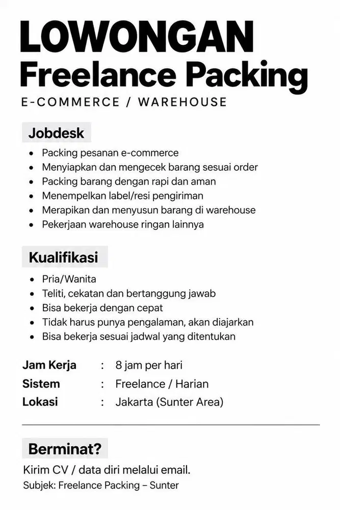 Freelance packing