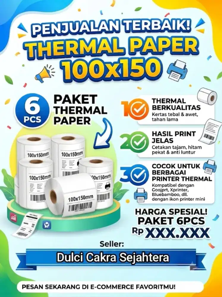 Thermal paper 150 x 100 x 500pcs