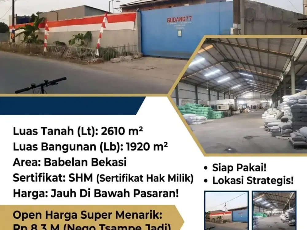dijual gudang di bekasi bagus bisa akses kontainer