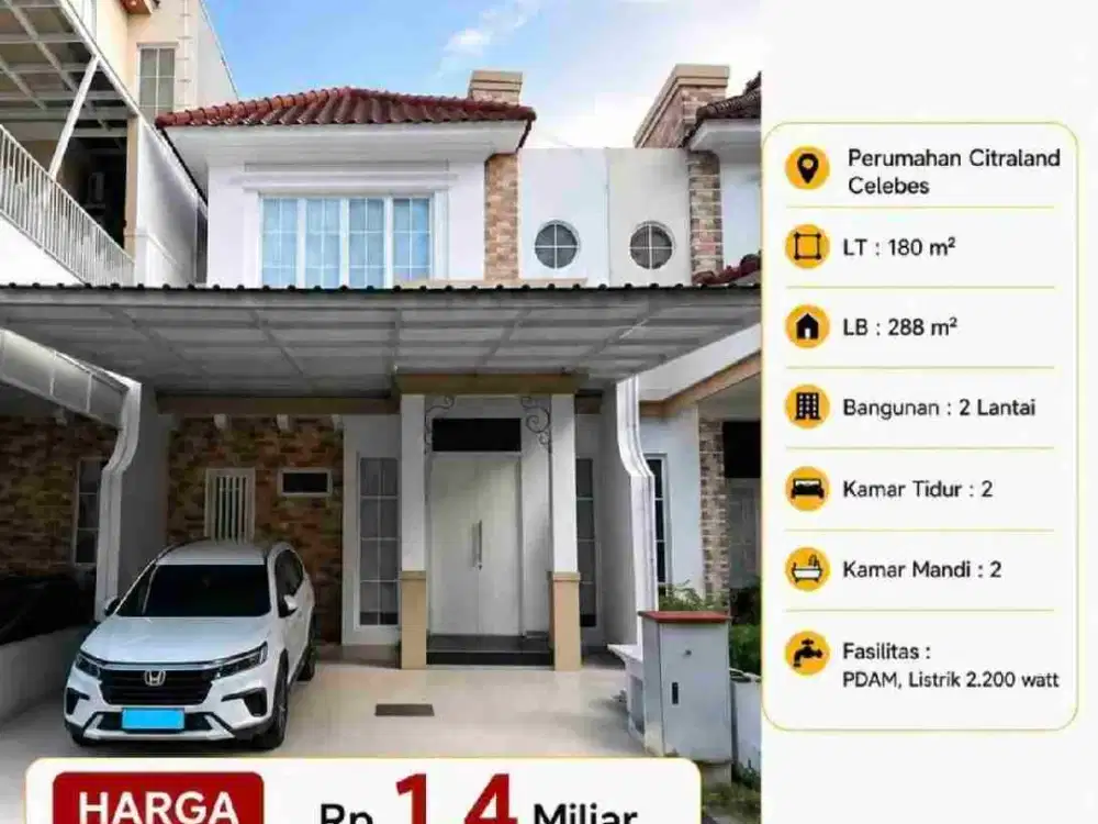 Dijual Rumah 2 Lt di Perum Citraland Celebes Hertasning Baru Makassar