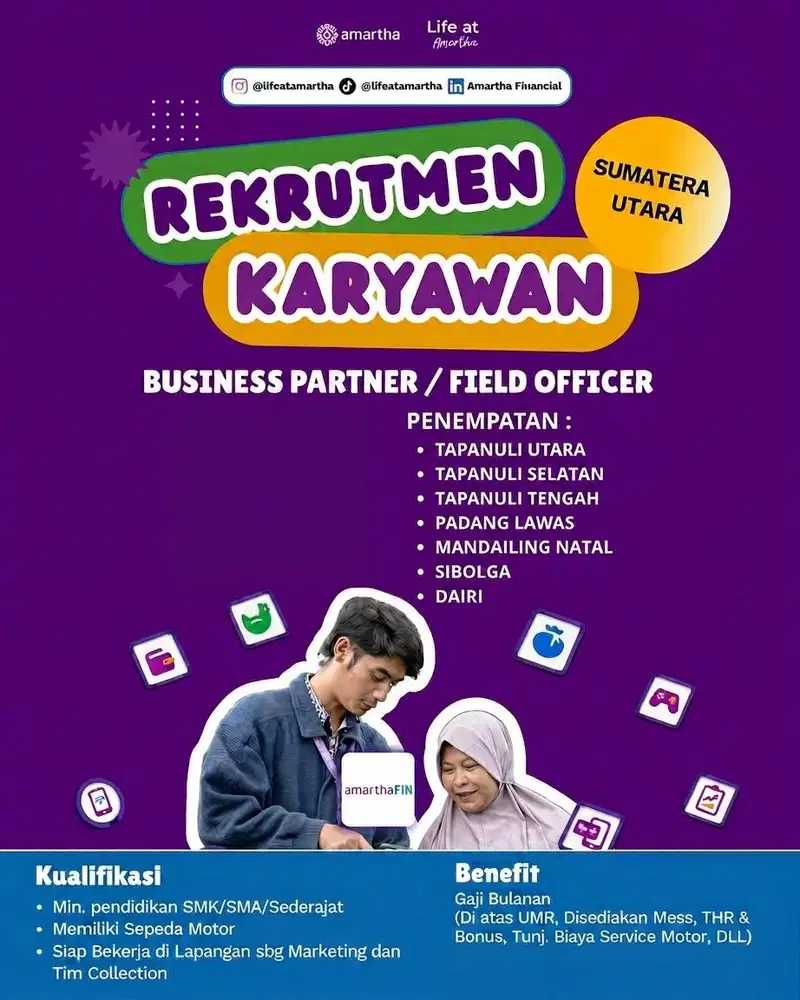 Lowongan Kerja Business Partner & Field Officer Sumatera Utara