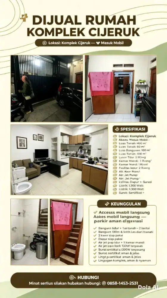 Rumah di jual msuk mobil di komplek BBA Cijeruk