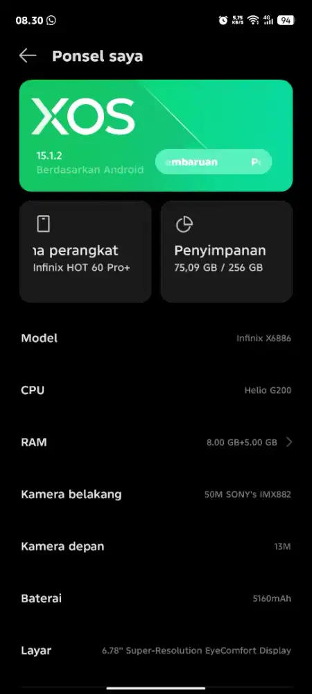 Jual cepat hp infinix hot 60 pro plus