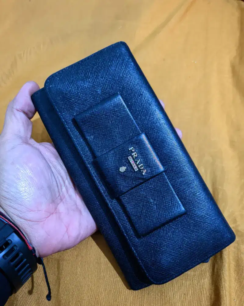 PRADA SAFFIANO LEATHER LONG WALLET WOMENS