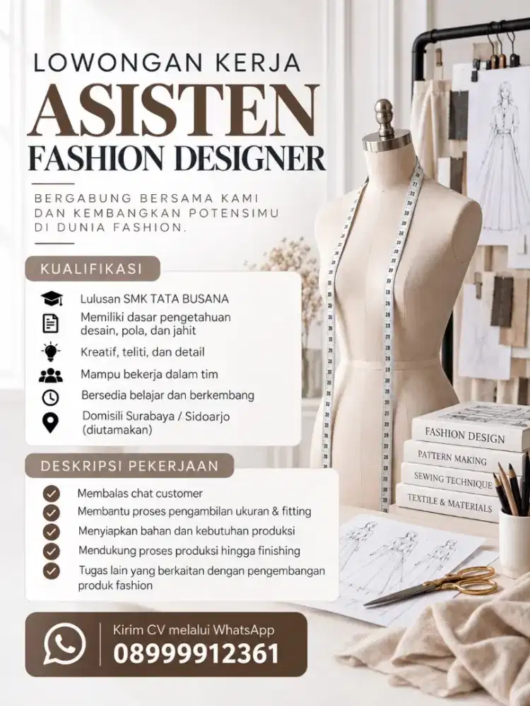 Lowongan asisten fashion designer