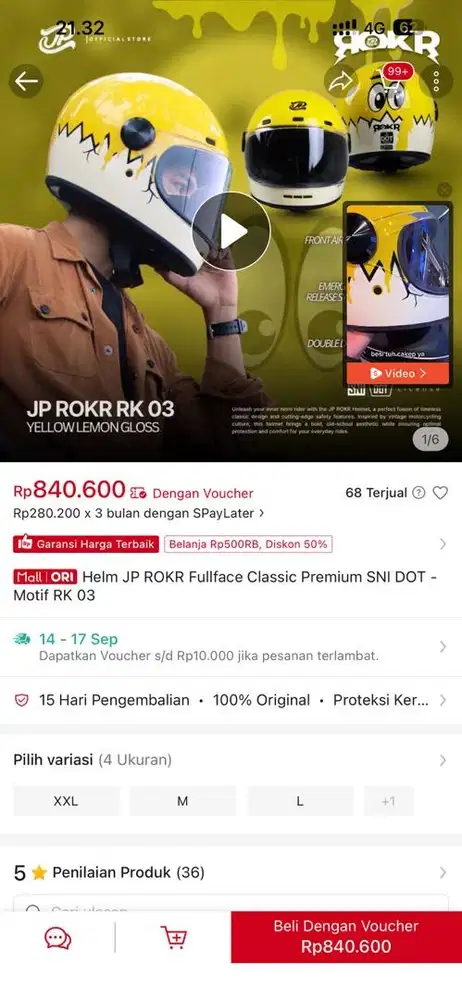 Helm baru belum pernah pakai