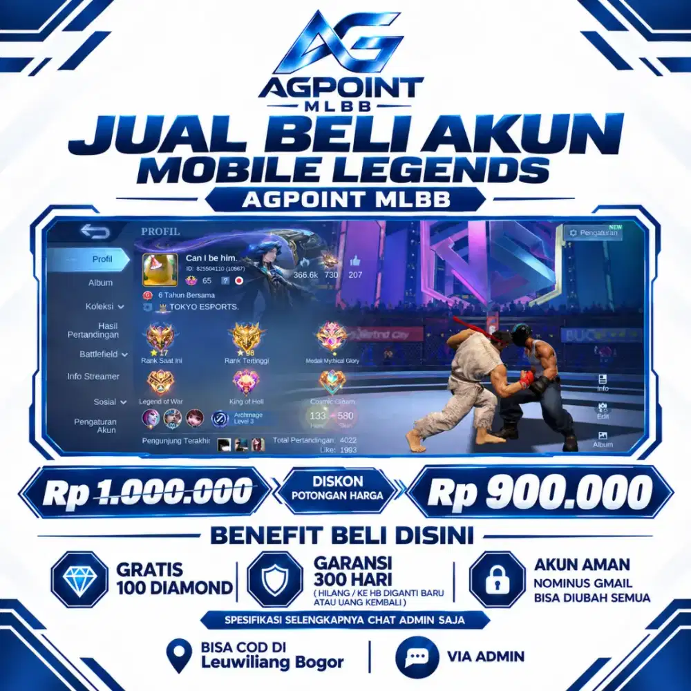 JUAL AKUN MOBILE LEGENDS 1JT