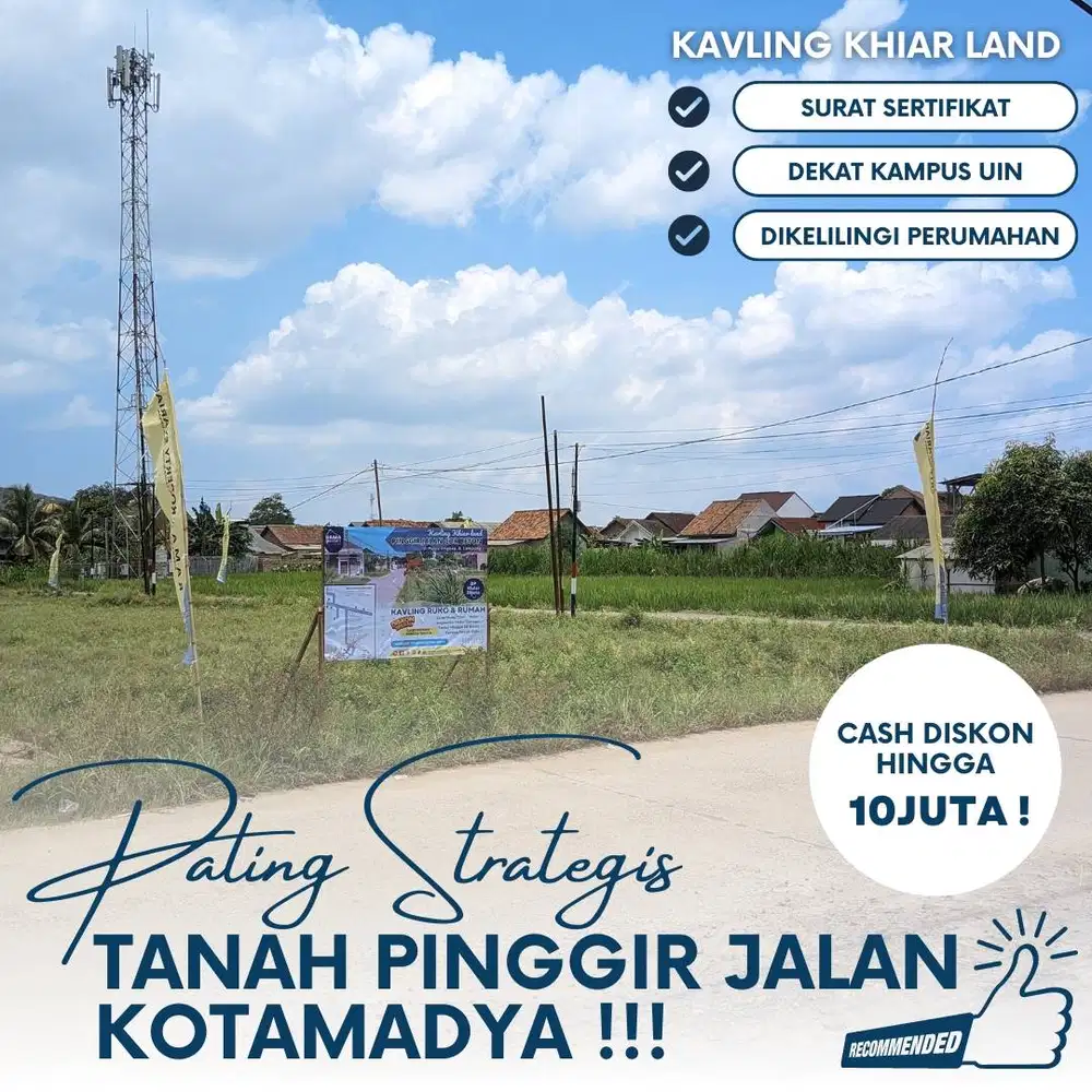 KAVLING PINGGIR JALAN UTAMA SUKARAME – UIN & ITERA, Cocok Investasi
