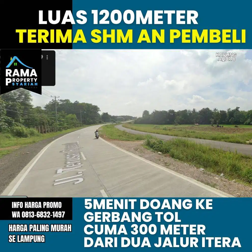 KAVLING DEKAT ITERA – 107–155M², SHM, COCOK RUMAH & KOS