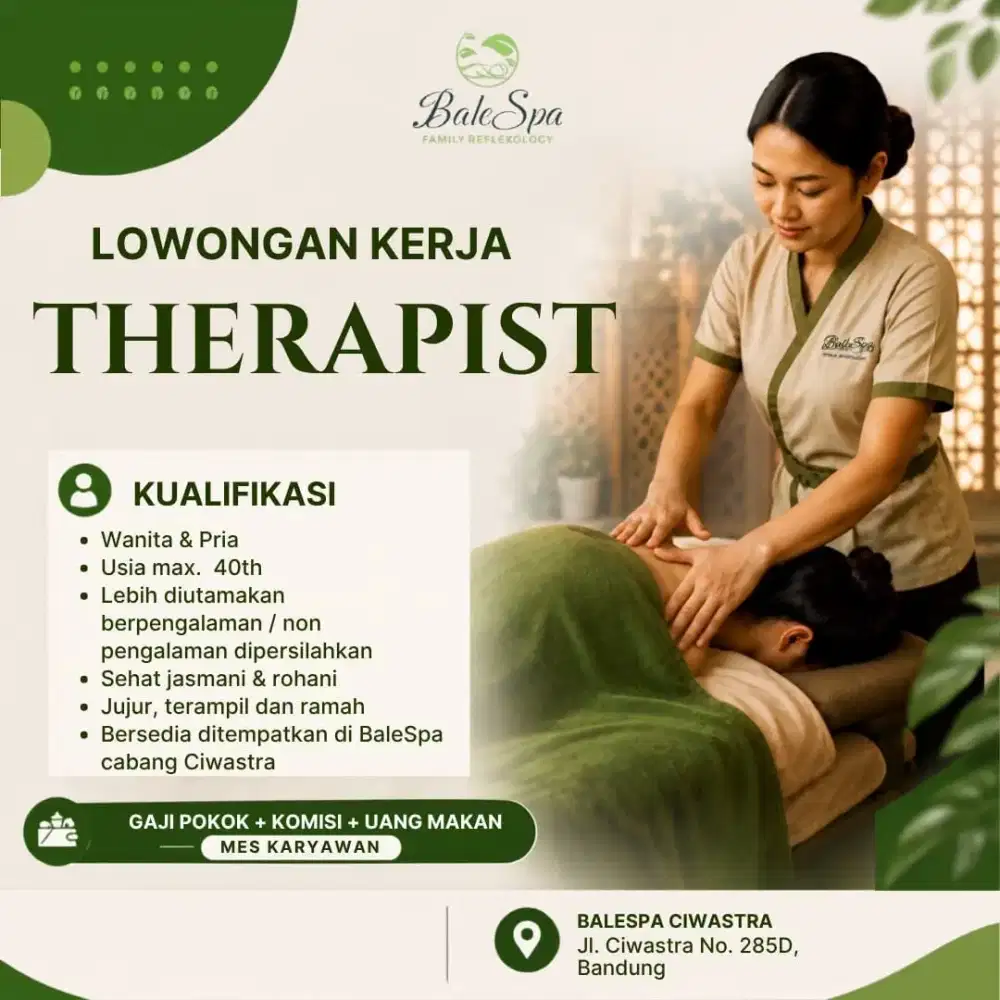 DIBUTUHKAN SEGERA THERAPIST BERPENGALAMAN