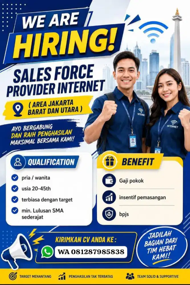 Butuh cepat sales kanvasimh dan bersedia dengan target