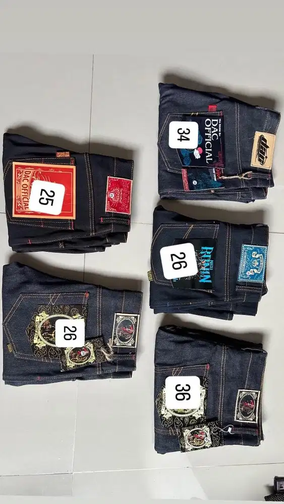 Jual denim selvedge accent borongan size random