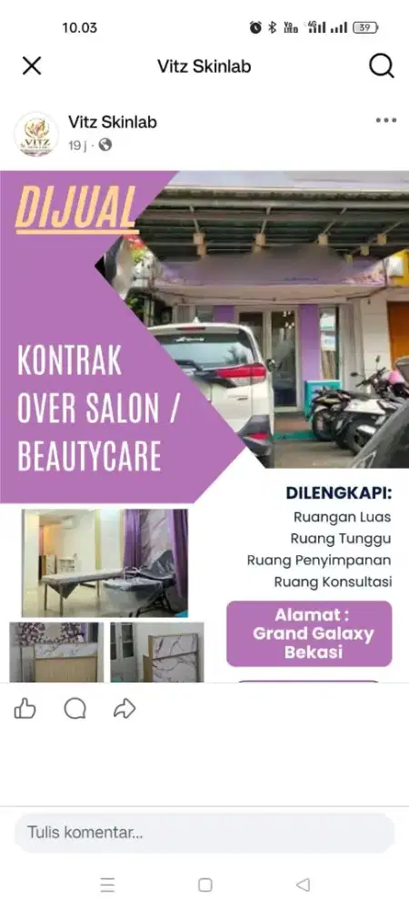 Dijual KLINIK Kecantikan Grand Galaxy Bekasi