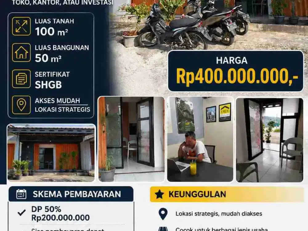 Ruko strategis,dekat pemukiman ramai, akses jalan utama