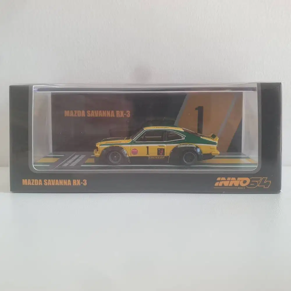 Inno64 Mazda Savanna RX-3 1/64 (Katayama Racing, RX3, Yellow, Green)