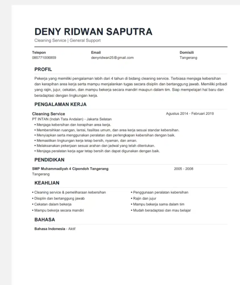 Cari pekerjaan daerah Ciledug sekitarnya