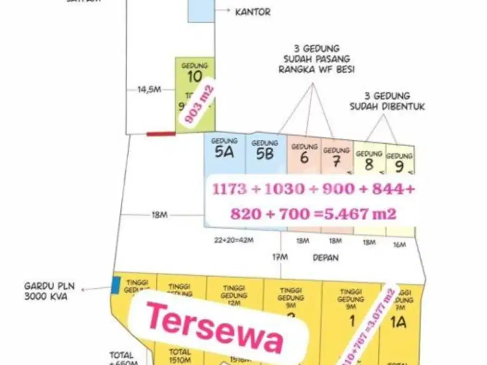 *Disewakan Gudang Baru.luas Bangunan 9447M2 di Periok Jaya, Tangerang .*(Kode Rmrg3051)