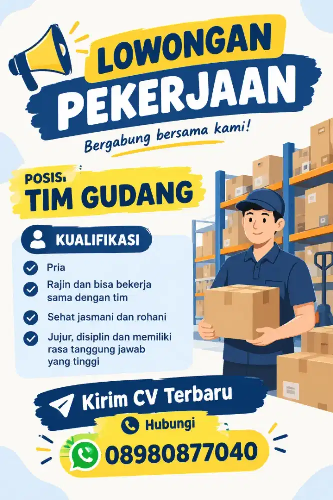 Lowongan Pekerjaan Posisi tim gudang