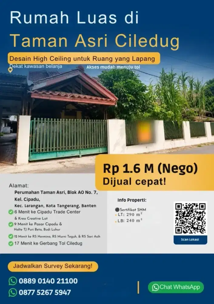 Taman asri cipadu Larangan bebas banjir.