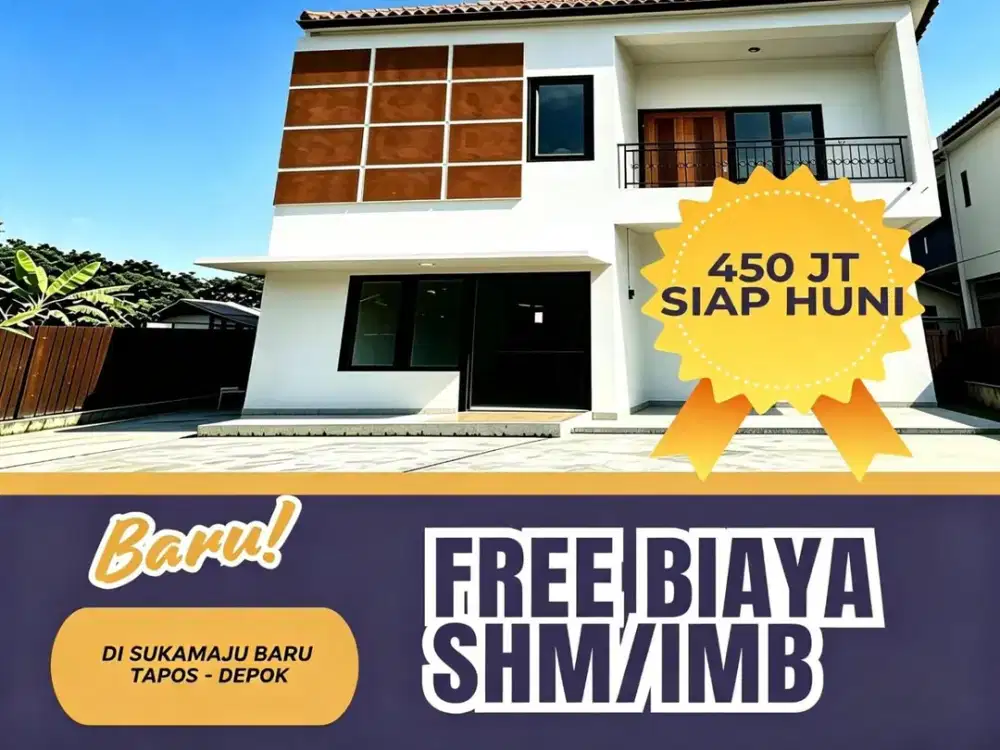 Jual Rumah New Siap Huni 2 Lantai - SHM Free Biaya di Tapos Depok