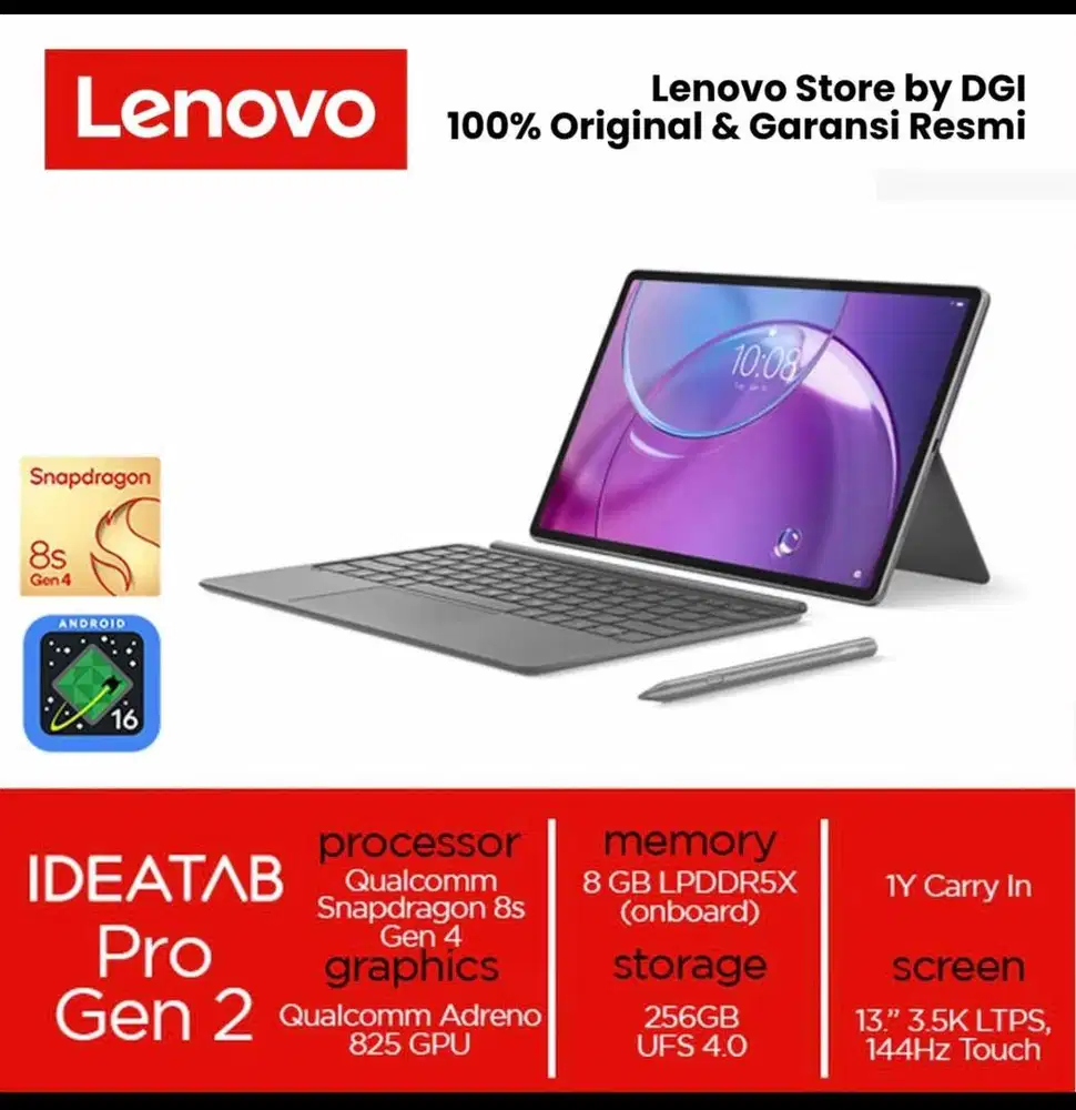 Lenovo Idea Tab Pro Gen 2 (Luna Grey + Stylus Pen + Keyboard)