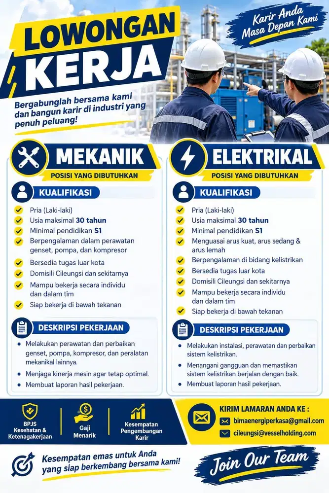Lowongan Kerja Mekanik & Elektrikal