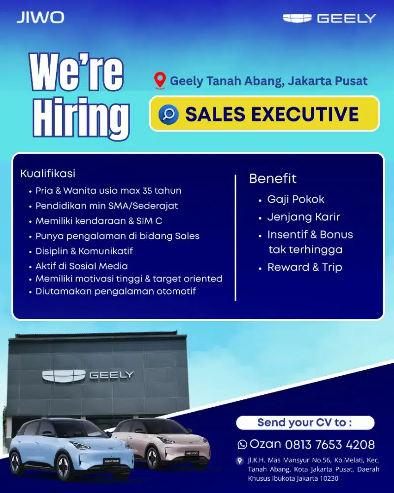 Di cari sales eksekutiv mobil listrik GEELY