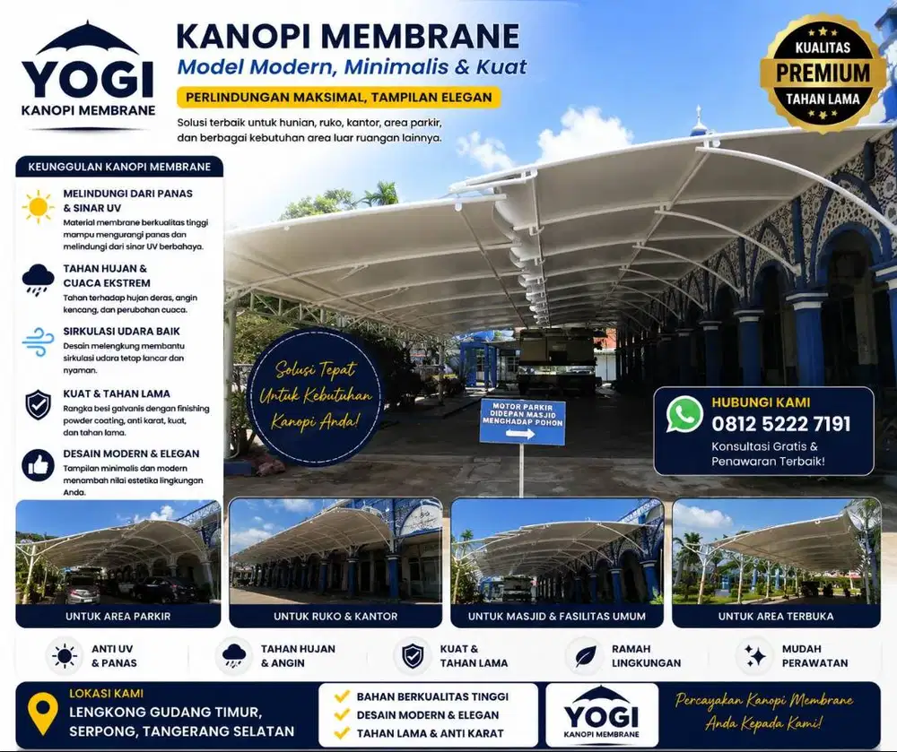 Kanopi Membrane Minimalis untuk Rumah Kekinian