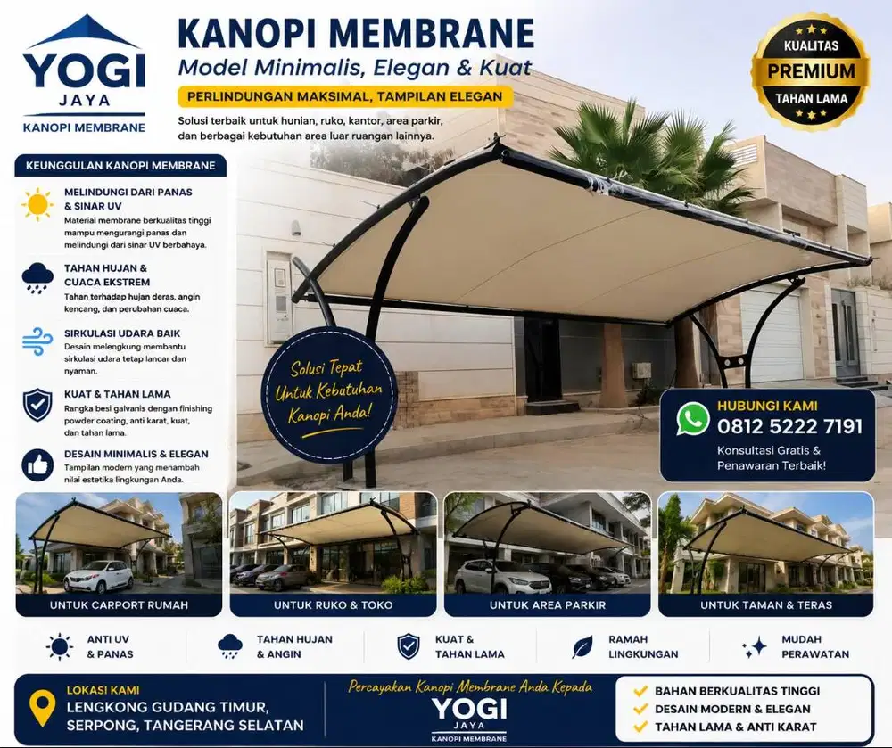 Kanopi Membrane Custom Rapi, Kokoh & Elegan