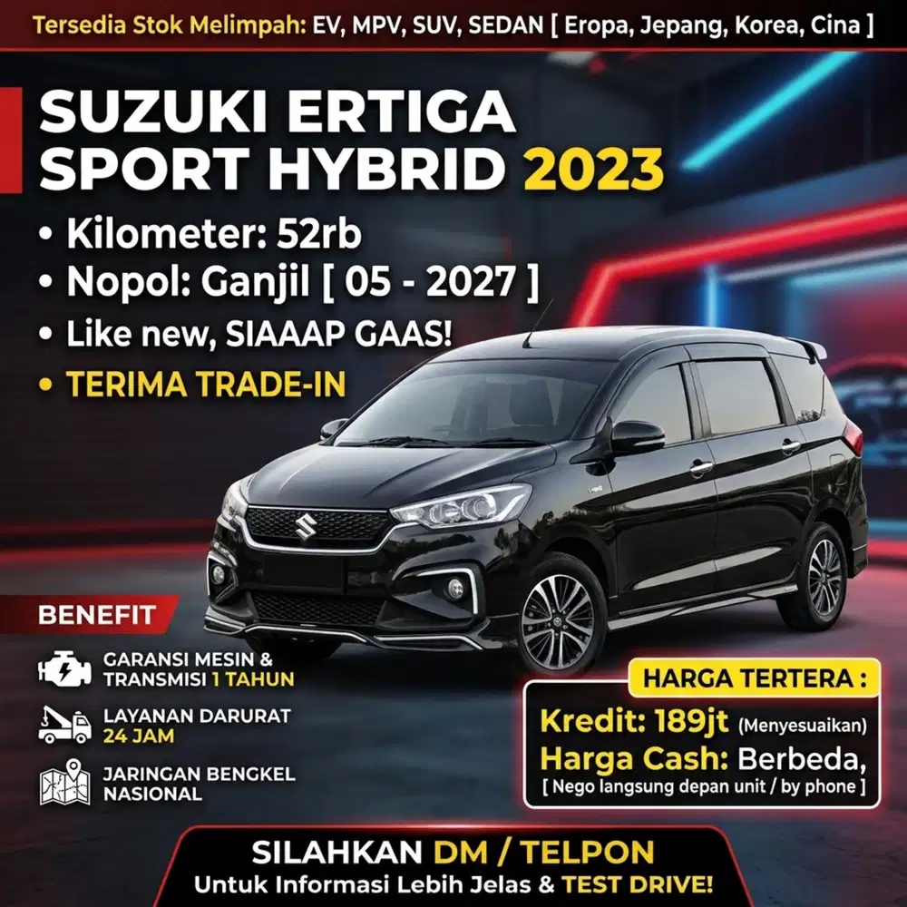 Suzuki Ertiga Sport Hybrid 2023 Irit 1 banding 20 KM 52rb