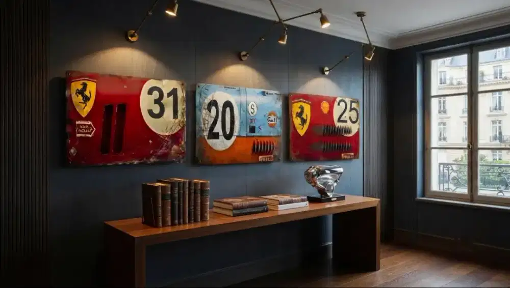 Panel body mobil Ferrari retro vintage jaket helm sepeda antik lawas