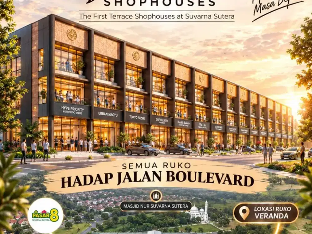 Veranda Shophouse Suvarna Mulai 2,6 M bisa untuk Usaha atau Investasi