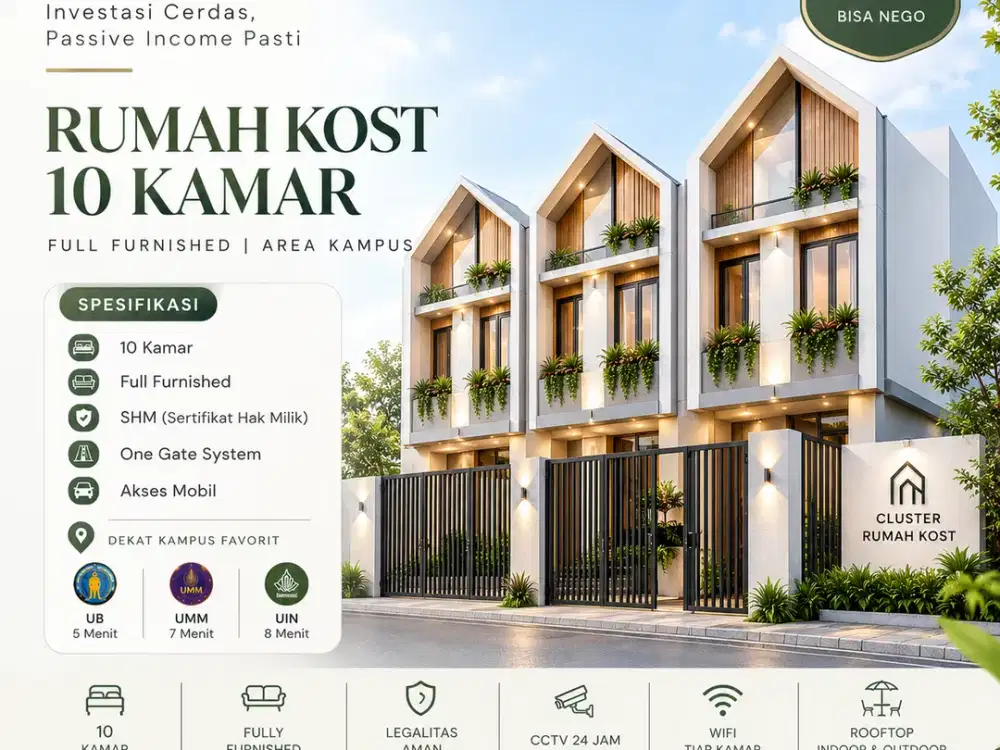 Rumah Kost 10 Kamar Premium – Full Furnished, Free Management