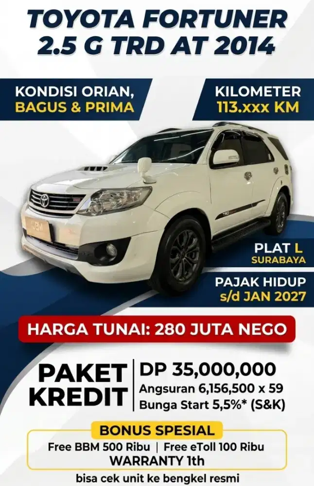 Toyota FORTUNER DIESEL 2.5 G AT TRD 2014