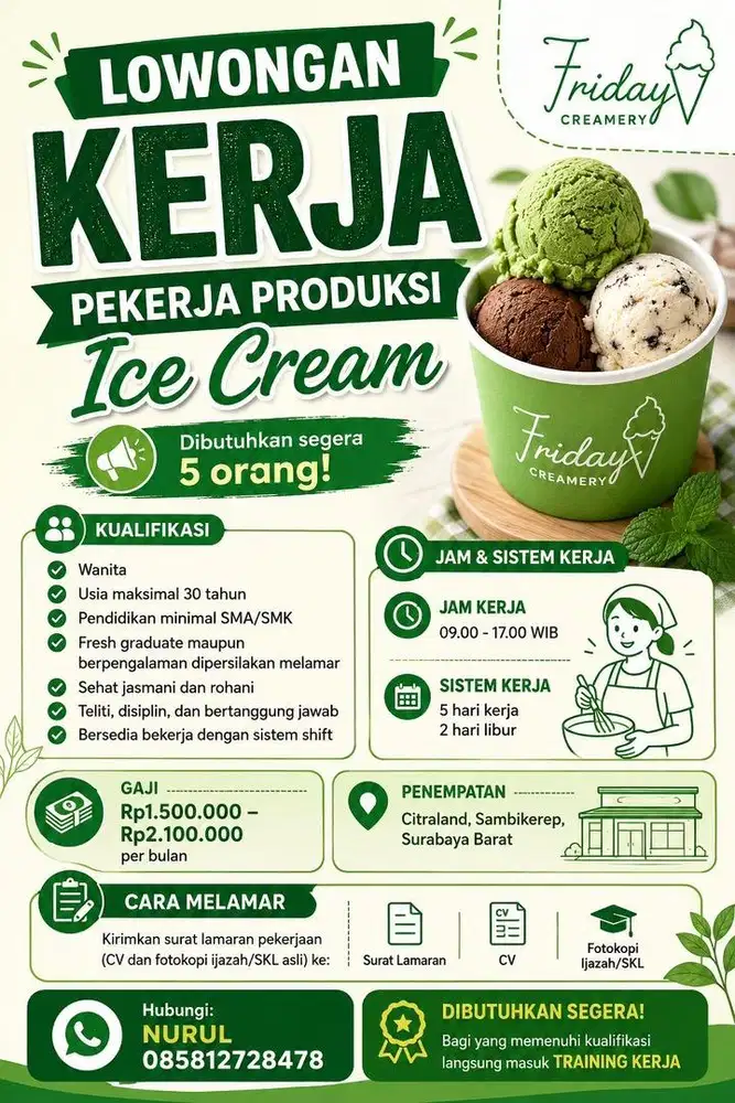 Lowongan kerja produksi ice cream