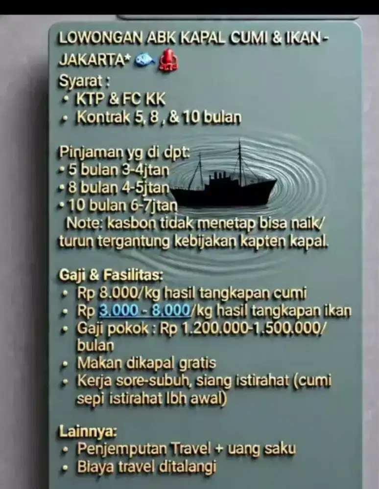 Lowongan kerja di kapal