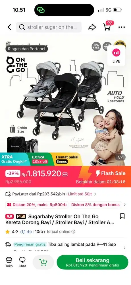 Dijual stroller merk baby sugar