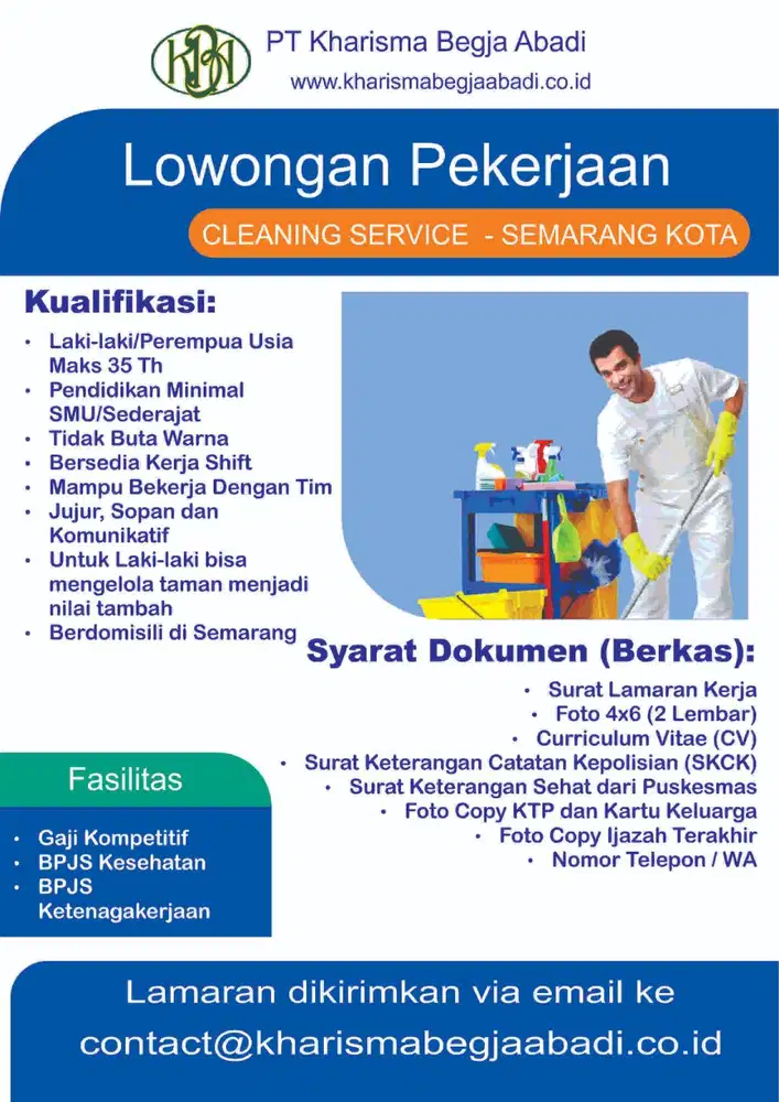 LOWONGAN KERJA CLEANING SERVICE