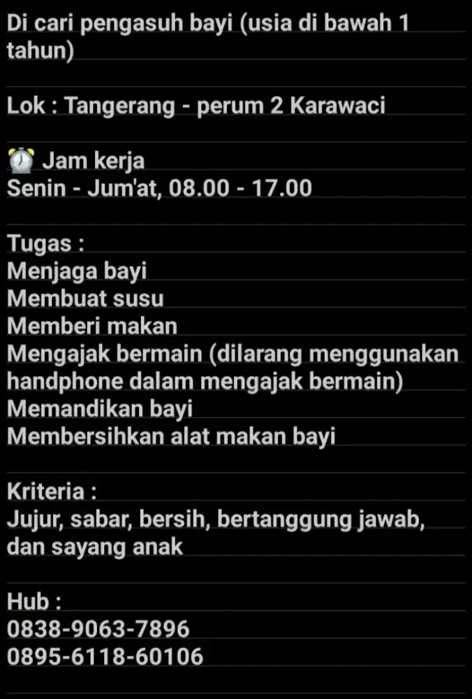 Pengasuh bayi ART