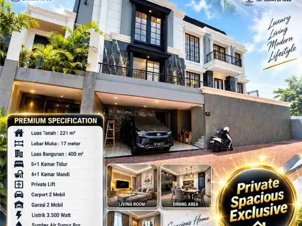 Rumah Premium 3 Lantai dengan Private Lift, Only 1 unit exclusive residence di dalam cluster premium Jakarta Timur, dirancang untuk Anda yang menginginkan space, privacy, comfort, and prestige dalam satu hunian.