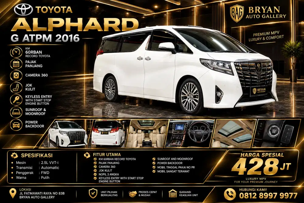 KM60rb TDP60JT TOYOTA ALPHARD G ATPM 2016 PUTIH