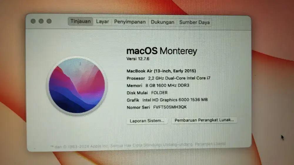 Dijual macbook air 2015