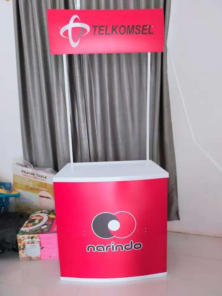 Event desk meja pameran pakai branding ready Palembang